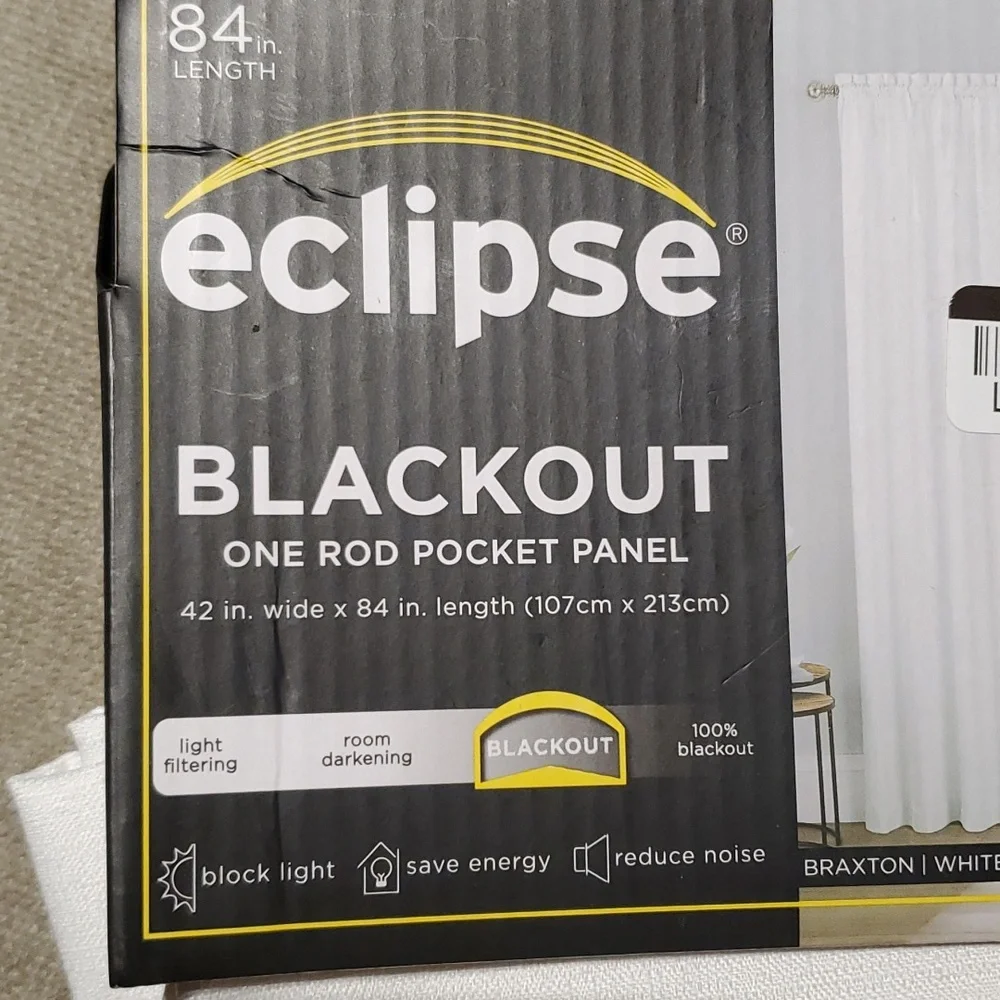 NWT Eclipse Blackout One Rod Pocket Panel Braxton White